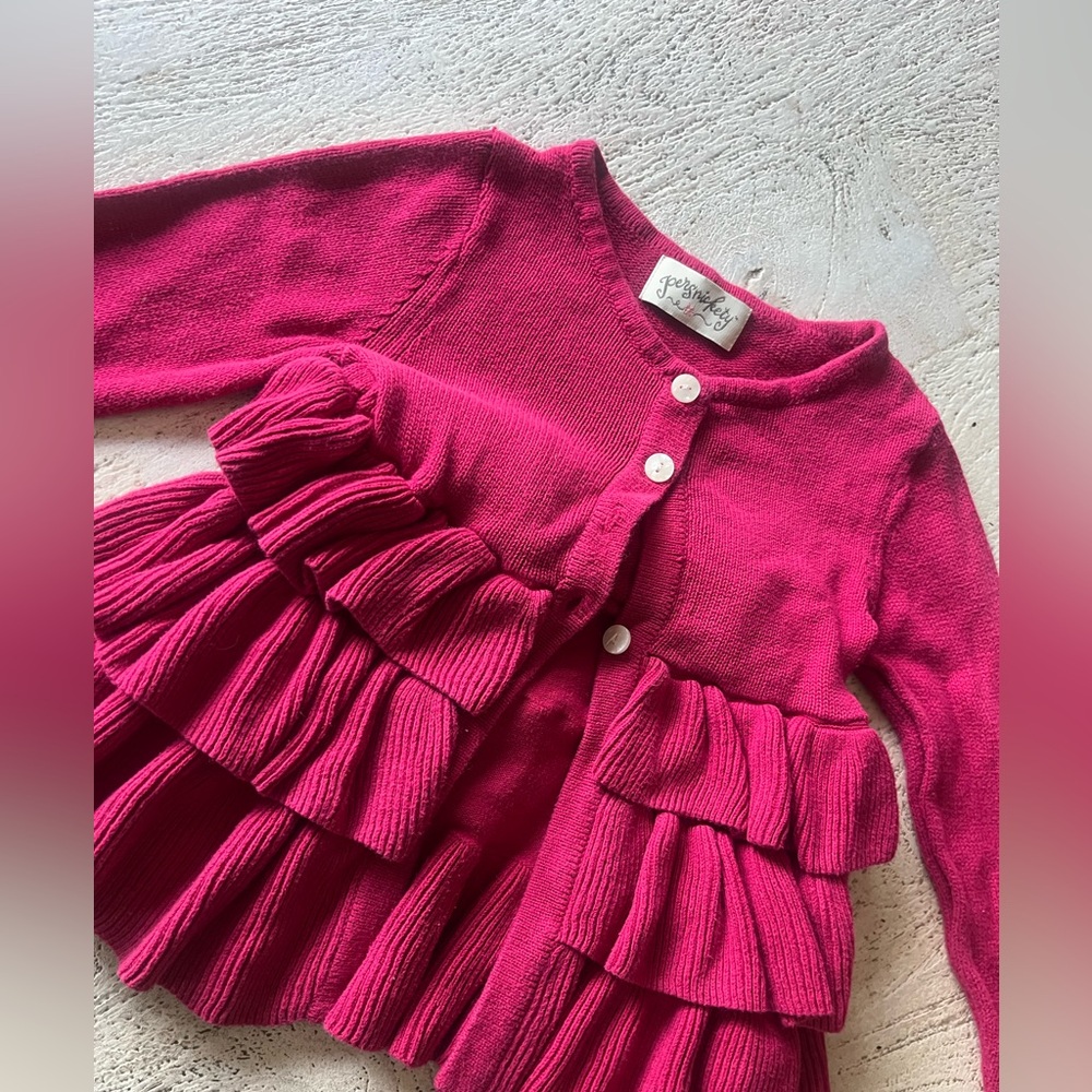 Stylish Pink Kids Ruffle Cardigan by Persnickety
